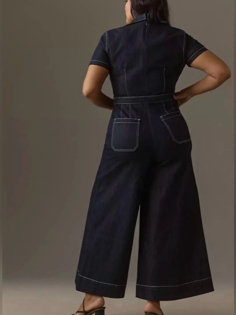 NWT Anthropologie x Maeve-Colette Black Denim Wrap Jumpsuit.Size 24W - Picture 5 of 13